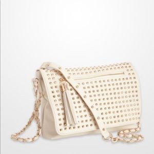 Ivory Chain Strap Crossbody with Gold Studs